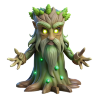 magnificent abstract A wise old tree spirit, its bark covered in moss and glowing runes, in a mystical, ancient style original png