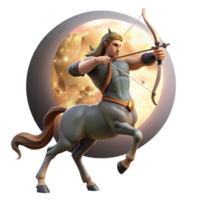 magnificent creative A fierce centaur with a bow and arrow drawn, preparing to fire, illuminated by the light of a full moon. Mythological creature, realistic depiction high quality png