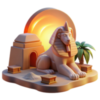 beautiful abstract A mysterious sphinx with the body of a lion and the head of a human, guarding an ancient tomb, illuminated by the setting sun. Egyptian art style original png