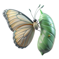 dramatic modern A butterfly emerging from its chrysalis, delicate wings unfolding, soft diffused light, macro photography exclusive png