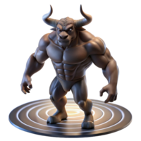 wonderful classic A powerful minotaur, muscles rippling, standing in a dimly lit labyrinth, a single shaft of light illuminating its face, in a dramatic, chiaroscuro style genuine png