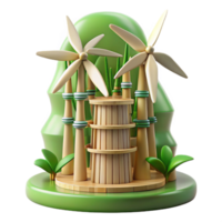 serene artistic Bamboo skyscraper with wind turbines integrated into the design, soft natural lighting, eco-futuristic style professional png