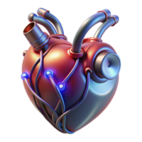 magnificent classic Cybernetic heart with glowing wires high resolution png