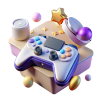 beautiful creative Gaming Console with Controllers Setup Transparent for Multiplayer Gaming genuine png