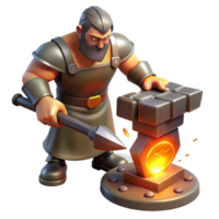 wonderful vintage A powerful cyclops, forging a mighty hammer, lit by the glow of the forge, in a fantasy art style high resolution png