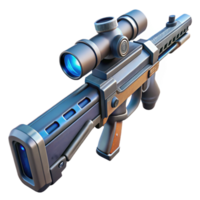 dramatic classic Futuristic sniper rifle with advanced targeting system high resolution png