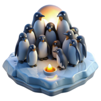 magnificent traditional A colony of penguins huddled together on a icy shore, illuminated by the soft light of the Antarctic sun, in a stark, photorealistic style 4K png