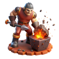 extraordinary abstract A powerful cyclops forging a weapon in a fiery volcano, sparks flying, in a dynamic, heroic style 4K png
