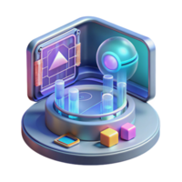 wonderful minimalist A close-up of a futuristic computer interface with complex holographic displays and glowing buttons. Technical lighting. Cyberpunk style. Highly detailed 4K png