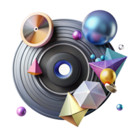 magnificent rustic Geometric Music Design with Vinyl Record Isolated detailed png