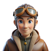 wonderful artistic Portrait of a skilled pilot with an aviator jacket and a focused expression, illuminated by the bright cockpit lights, in a realistic, aviation-themed style genuine png