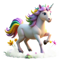 beautiful abstract A majestic unicorn with a rainbow mane and tail, galloping across a field of wildflowers, bathed in the warm glow of a setting sun. Dreamlike, ethereal style 4K png