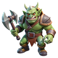 wonderful abstract A fearsome orc warrior wielding a massive axe, charging into battle, under a blood-red sky. Dark fantasy style high quality png