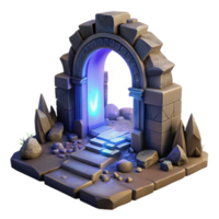 dramatic artistic A hidden portal shimmering with otherworldly light, surrounded by ancient ruins, mysterious lighting, surreal style genuine png