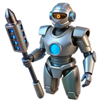 impressive classic Futuristic robotic guard with weapon attached authentic png