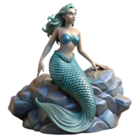 serene creative A beautiful siren, with scales shimmering in the moonlight, perched on a jagged rock overlooking a turbulent sea, in a pre-Raphaelite style 4K png