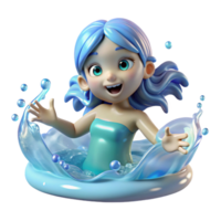 beautiful traditional A playful water nymph splashing in a crystal-clear stream, sunlight reflecting on the water, in a joyful, luminous style 4K png