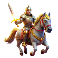 extraordinary artistic A noble knight in shining armor, riding a majestic warhorse, brandishing a gleaming sword, illuminated by the midday sun. Medieval fantasy, heroic pose authentic png