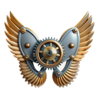 stunning rustic Steampunk wings made of gears and metal framework high quality png