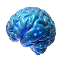 vibrant abstract A holographic projection of a human brain, intricately detailed with neural pathways illuminated by pulsating blue light, rendered in a hyperrealistic style high quality png