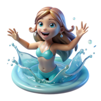 elegant classic A playful water nymph splashing in a crystal-clear stream, sunlight reflecting on the water, in a joyful, luminous style exclusive png