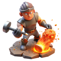 elegant vintage A powerful cyclops forging a weapon in a fiery volcano, sparks flying, in a dynamic, heroic style exclusive png