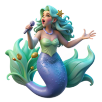 wonderful contemporary A beautiful siren, with shimmering scales and flowing seaweed hair, singing an enchanting melody, surrounded by bioluminescent algae, in an art nouveau style professional png