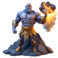 beautiful classic A powerful Titan with towering stature and immense strength, holding aloft a mountain, illuminated by lightning in a epic fantasy art style authentic png