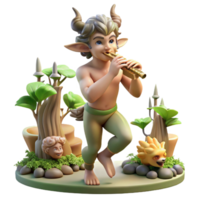 elegant classic A mischievous satyr, playing a pan flute, surrounded by dancing nymphs, lit by dappled forest sunlight, in a Rococo style authentic png