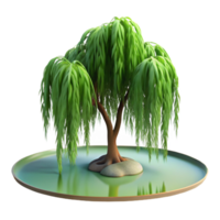 beautiful classic A branch of a weeping willow tree, gracefully draped over a pond, soft, diffused light, impressionistic style authentic png