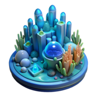 stunning contemporary Underwater city with bioluminescent coral structures, deep ocean lighting, futuristic style high quality png