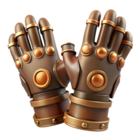 serene classic Steampunk gloves with articulated fingers and copper details authentic png