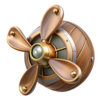 impressive rustic Steampunk airship propeller made of polished wood and copper high resolution png