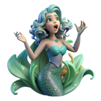 elegant contemporary A beautiful siren, with shimmering scales and flowing seaweed hair, singing an enchanting melody, surrounded by bioluminescent algae, in an art nouveau style high quality png