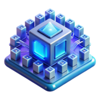 dramatic contemporary A quantum computer processing complex data, cool blue lighting, abstract art style professional png