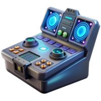 magnificent vintage A futuristic control panel with glowing buttons and interactive displays, illuminated by a dim, ambient light, in a science fiction style premium png