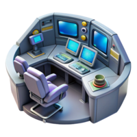 serene rustic Spaceship cockpit with multiple screens high quality png