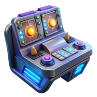 impressive creative A futuristic control panel with glowing buttons and interactive displays, illuminated by a dim, ambient light, in a science fiction style high quality png