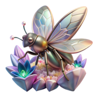 vibrant vintage Giant Insect on a Flower Cutout Transparent Background png