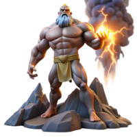 vibrant artistic A powerful Titan with towering stature and immense strength, holding aloft a mountain, illuminated by lightning in a epic fantasy art style original png