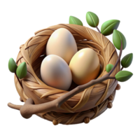 impressive classic A bird's nest with eggs, nestled in a tree branch, soft diffused light, nature photography style exclusive png