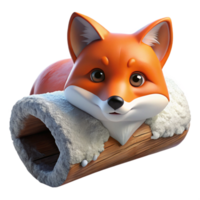 wonderful abstract A curious red fox peering out from behind a snow-covered log, illuminated by the soft light of a winter afternoon, in a photorealistic style authentic png