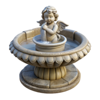 impressive contemporary Stone fountain, cherub statue, high resolution png