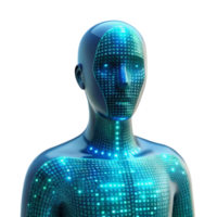 extraordinary classic A human silhouette merging with digital code, illuminated by a bright, white light, in a futuristic style detailed png