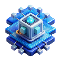 elegante moderno uma quantum computador em processamento complexo dados, legal azul iluminação, abstrato arte estilo Alto qualidade png