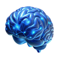serene artistic A holographic projection of a human brain, intricately detailed with neural pathways illuminated by pulsating blue light, rendered in a hyperrealistic style authentic png