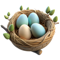 impressive creative A bird's nest with eggs, nestled in a tree branch, soft diffused light, nature photography style 4K png