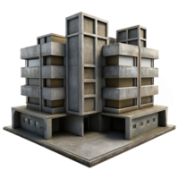 beautiful creative Brutalist concrete apartment complex, harsh shadows, overcast lighting, dystopian style high quality png