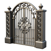 serene abstract Wrought iron gate, ornate design, high resolution png