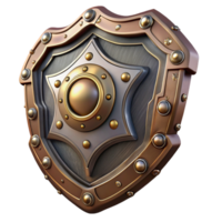 impressive minimalist Steampunk shield with a metal surface and ornate decorations high quality png